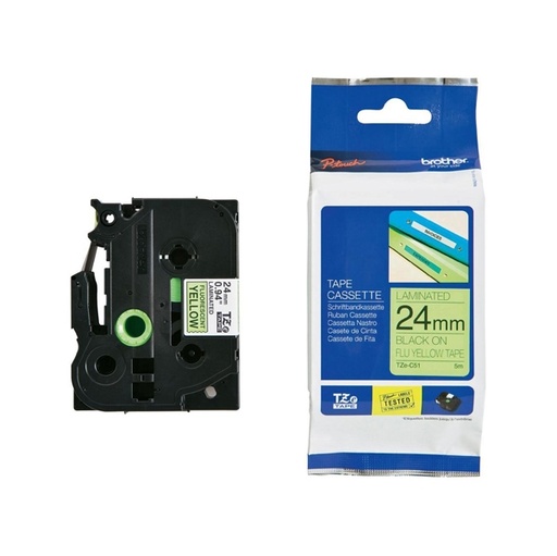 [DBROTZEC51] NASTRO LAM. FLUORESCENTE TZE-C51 24MMx5MT NERO/GIALLO FLUO