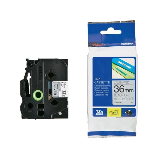 [DBROTZEM961] NASTRO METALLIZZATO OPACO TZE-M961 36MMx8MT NERO/ARGENTO OPACO