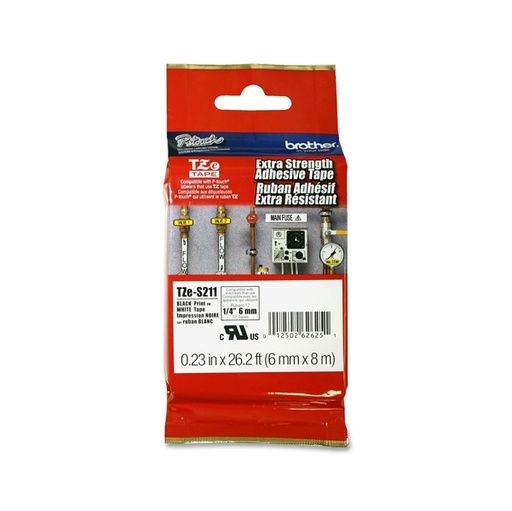 [DBROTZES211] NASTRO LAM.CON ADESIVO RESIST.TZE-S211 6MMx8MT NERO/BIANCO