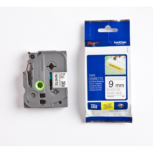[DBROTZES221] NASTRO BROTHER TZe-S221 9MMx8MT NERO/BIANCO ADESIVO RESISTENTE