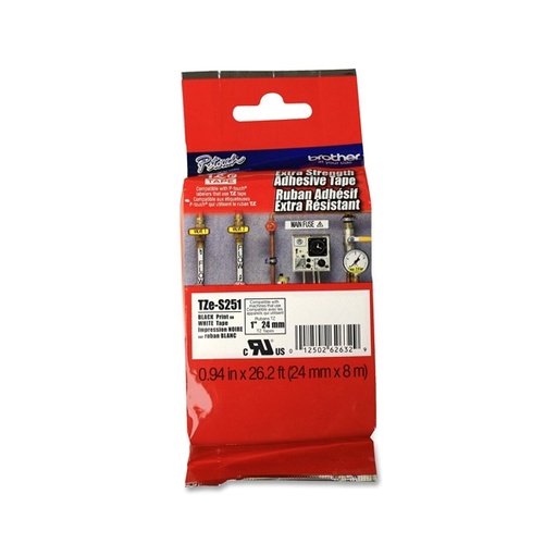 [DBROTZES251] NASTRO LAM.CON ADESIVO RESIST.TZE-S251 24MMx8MT NERO/BIANCO