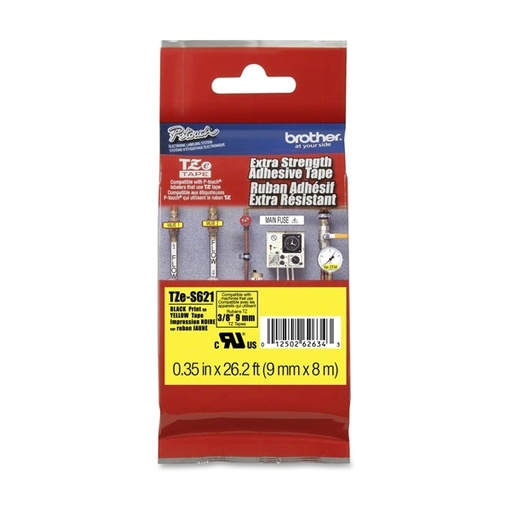[DBROTZES621] NASTRO LAM.CON ADESIVO RESIST.TZE-S621 9MMx8MT NERO/GIALLO