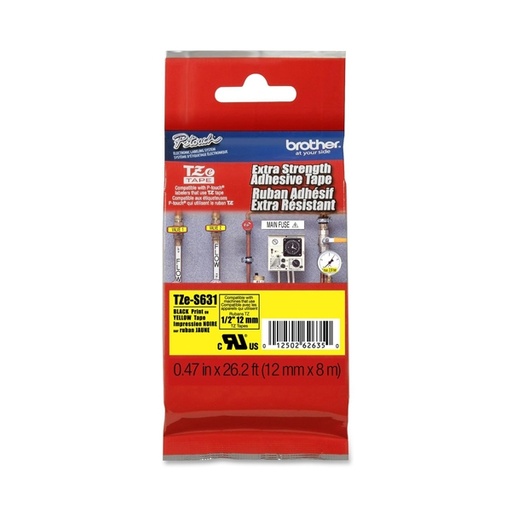 [DBROTZES631] NASTRO LAM.CON ADESIVO RESIST.TZE-S631 12MMx8MT NERO/GIALLO