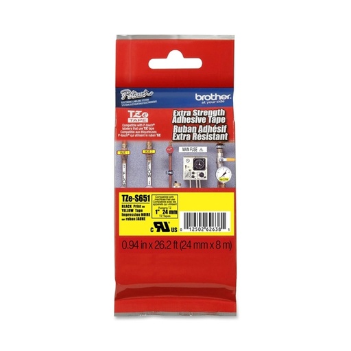 [DBROTZES651] NASTRO LAM.CON ADESIVO RESIST.TZE-S63124MMx8MT NERO/GIALLO