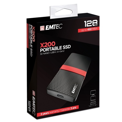 [DEMTD128GX200] Emtec SSD 3.1 Gen2 X200 128 GB Portable