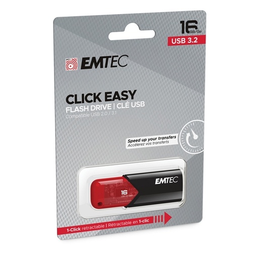 [DEMTD16GB113] Emtec Memoria USB B110 USB3.2 Clickeasy 16GB rossa