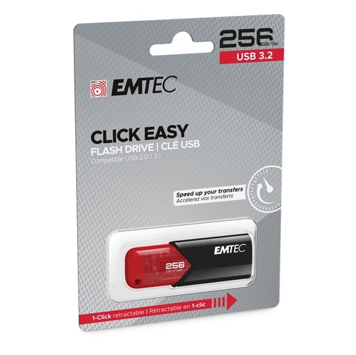[DEMTD256GB113] Emtec Memoria USB B110 USB3.2 Clickeasy 256GB rossa
