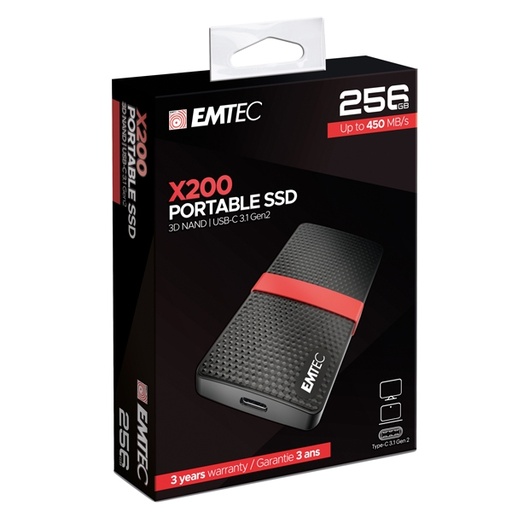 [DEMTD256GX200] Emtec SSD 3.1 Gen2 X200 256 GB Portable