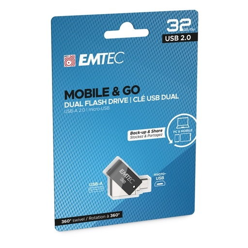 [DEMTD32GT262B] Emtec Dual USB2.0 micro-USB T260 32GB