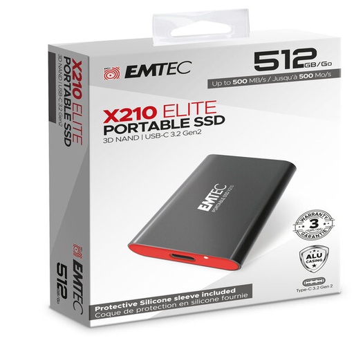 [DEMTD512GX210] Emtec X210 External 512G con Cover protettiva in silicone