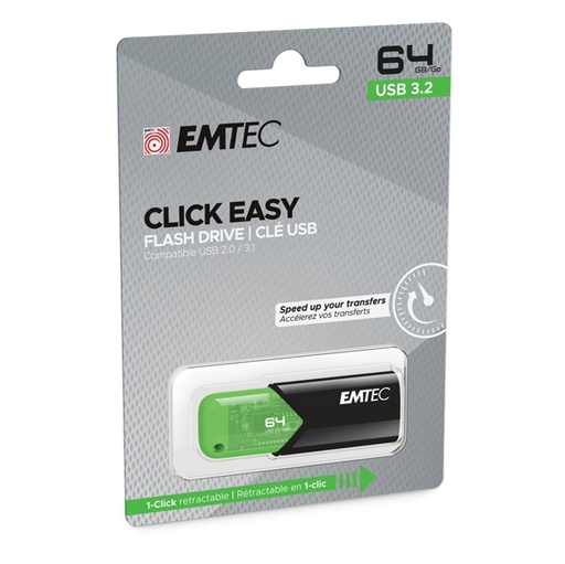 [DEMTD64GB113] Emtec Memoria USB B110 USB3.2 Clickeasy 64GB verde