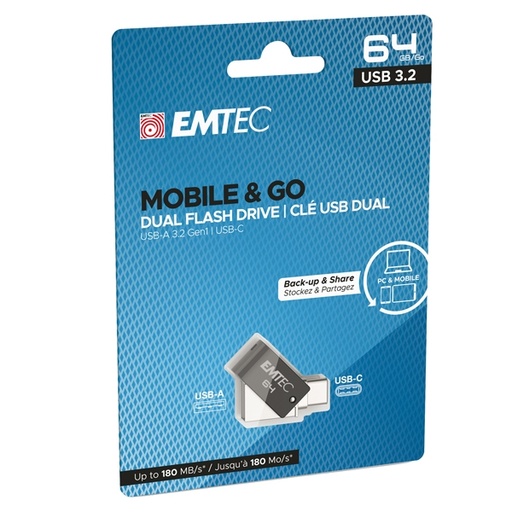 [DEMTD64GT263C] Emtec Dual USB3.2 to Type-C T260 64GB