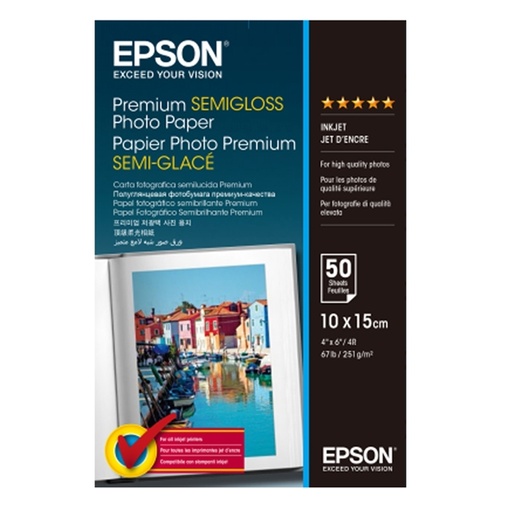 [DEPSS041765] CARTA FOTOGRAFICA SEMILUCIDA PREMIUM 50fg 251gr 10x15cm (4x6") EPSON