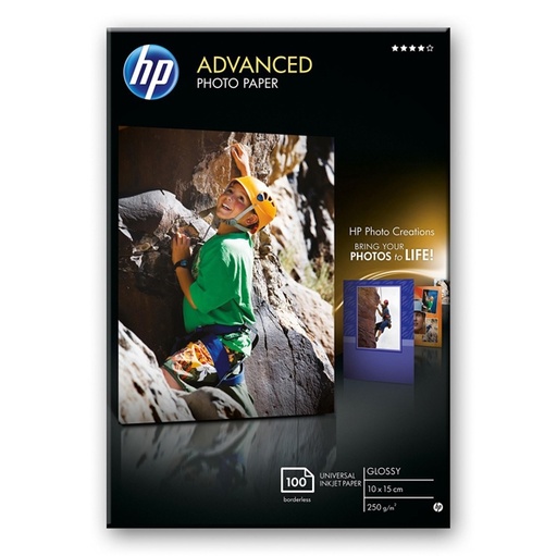 [DHPQ8692A] RISMA 100 FG CARTA HP ADVANCED GLOSSY PHOTO PAPER 250 G/M²-10 X 15 CM BORDERLESS