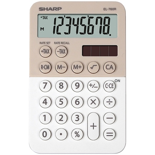 [DSHAEL760RBLA] Calcolatrice tascabile EL 760R, 8 cifre, 2 colori design, beige - bianco
