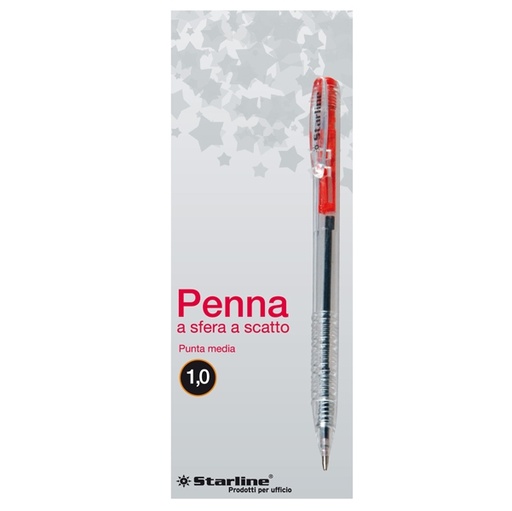 [DSTL1007] SCATOLA 20 PENNE SFERA SCATTO ROSSO 1.0mm STARLINE