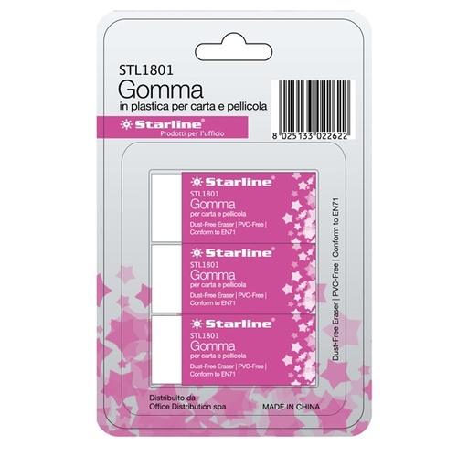 [DSTL1801] BLISTER 3 GOMME BIANCHE PER MATITA STARLINE