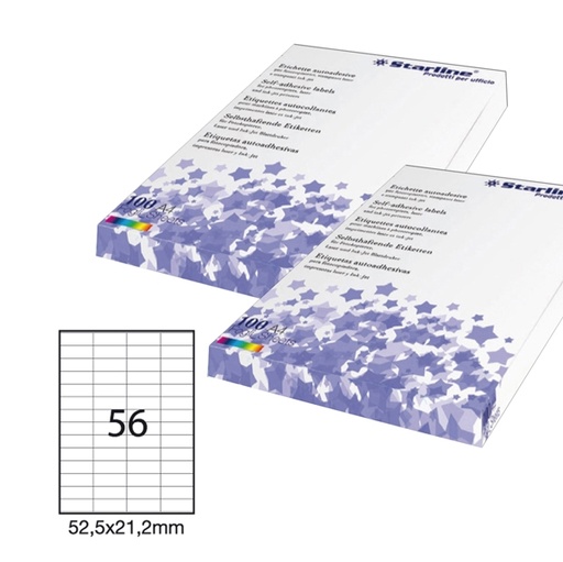 [DSTL3018] Etichetta adesiva bianca 100fg A4 52,5x21,2mm (56et/fg) STARLINE