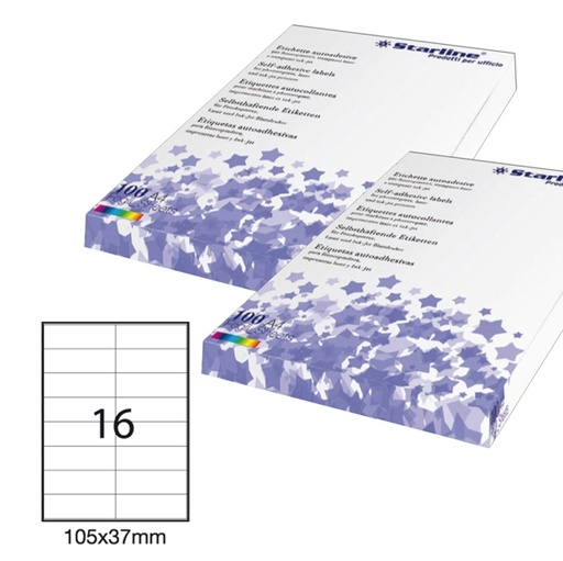 [DSTL3028] Etichetta adesiva bianca 100fg A4 105x37mm (16et/fg) STARLINE