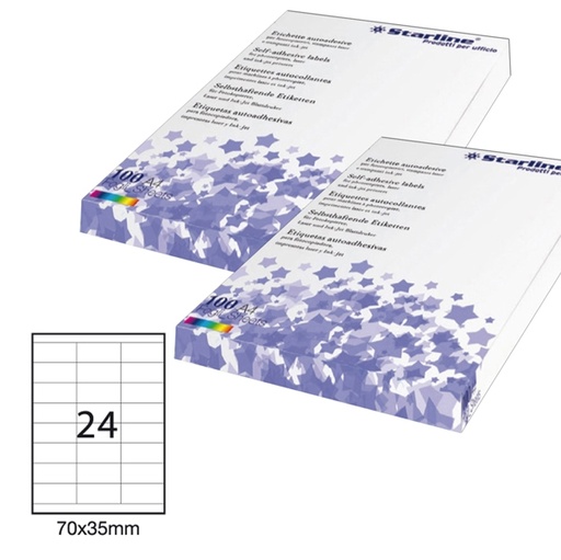 [DSTL3054] Etichetta adesiva bianca 100fg A4 70x35mm (24et/fg) STARLINE