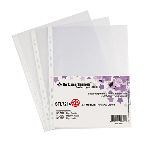 [DSTL7214] 50 BUSTE FORATE 22X30 LISCIO Medium Starline
