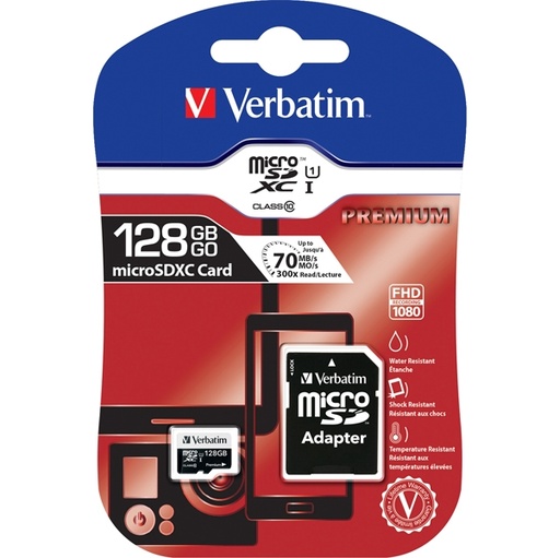 [DVERB44085] MICRO SD CARD 128GB HC CLASSE 10 FINO A 45MB/S
