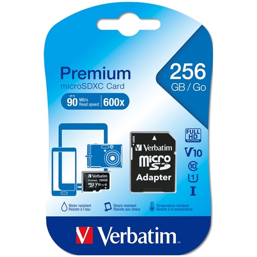[DVERB44087] Micro SDXC 256GB C10/U1 con adattatore alle micro SD