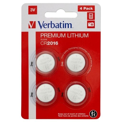 [DVERB49531] BLISTER 4 MICROPILE A PASTIGLIA CR2016 LITIO 3V VERBATIM