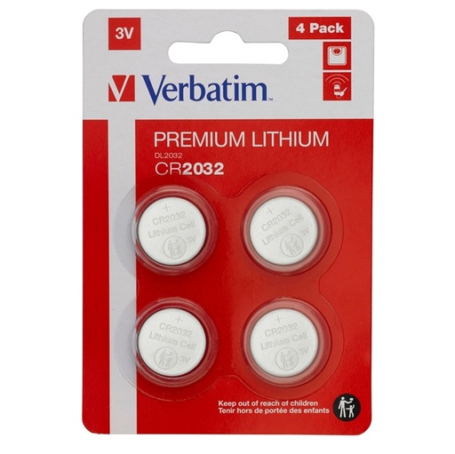 [DVERB49533] BLISTER 4 MICROPILE A PASTIGLIA CR2032 LITIO 3V VERBATIM