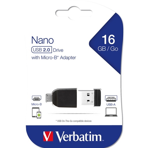 [DVERB49821] MEMORIA USB2.0 16GB STORE 'N' STAY NANO + OTG MICRO USB ADAPTER