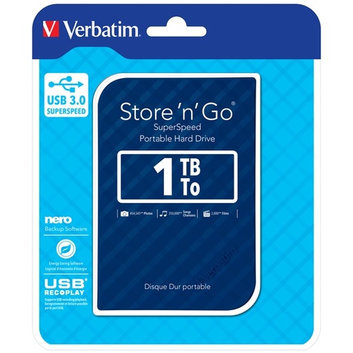 [DVERB53200] UBS PORTATILE STORE 'N' GO 1TB USB 3.0 BLUE (9.5MM DRIVE)