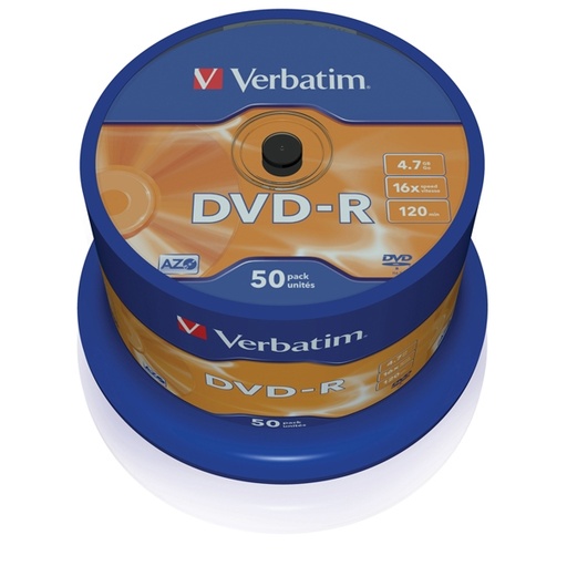 [DVERBDVD-R47SIL] SCATOLA 50 DVD-R SPINDLE 16X 4.7GB 1 MATT SILVER