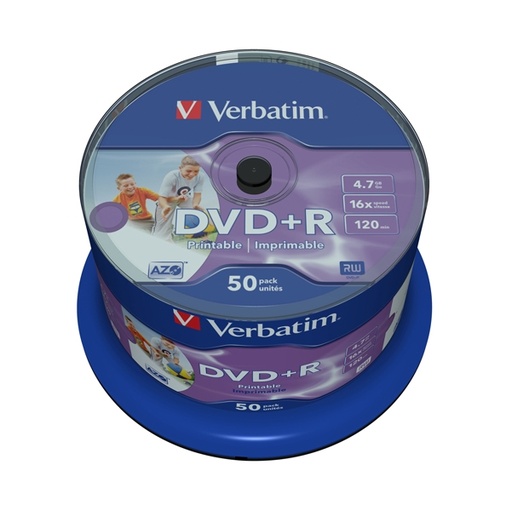 [DVERBDVD43512] SCATOLA 50 DVD+R 4.7GB / 120' STAMPABILE WIDE PRINT NO ID NR. SPINDLE