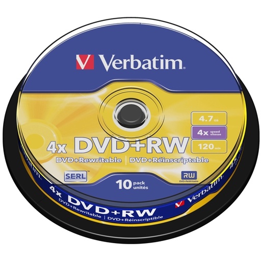 [DVERDVDRW474XS] SCATOLA 10 DVD+RW SPINDLE 4X 4.7GB 120MIN.