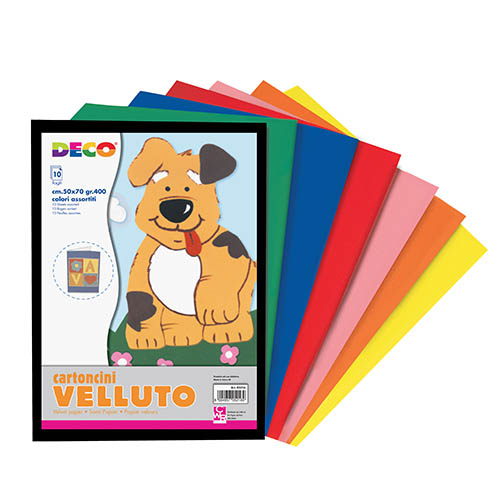[TPC05216] CARTONCINI VELLUTATI CM.50X70 - CONF. 10 FG. - ASS.