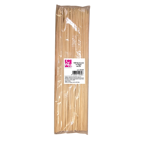[TPC05249] BASTONCINI LEGNO CM.25 - BUSTA 100 PZ. (min.ord.3 o multipli)