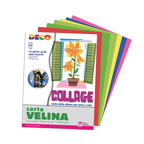 [TPC05406] CARTA VELINA CM.50X76 - BUSTA 25 FG. - 5 COL. ASS.