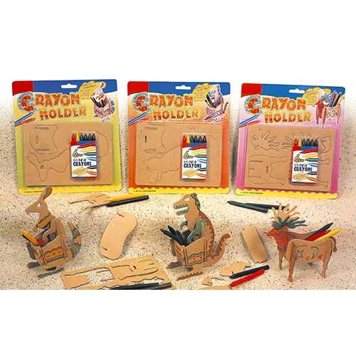 [TPC05554] ANIMALI PORTAMATITE+PASTELLI - SET 3 PZ.
