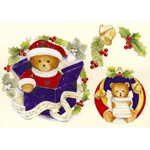 [TPC05557] CARTA DECOUPAGE 3D CM.9X12 - CONF. 4 FG. - ORSI NATALE