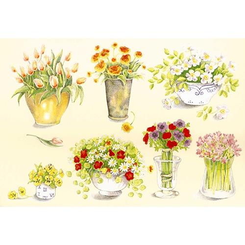 [TPC05567] CARTA DECOUPAGE 3D CM.10X15 - CONF. 4 FG. - VASI FIORI