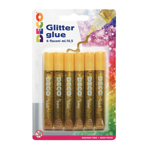 [TPC05885] COLLA GLITTER - BLISTER 6 PENNE ML.10,5 - ORO (min.ord.12 o multipli)