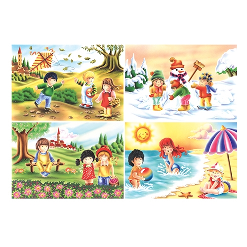 [TPC05915] SET 4 PUZZLE CARTONE "4 STAGIONI"