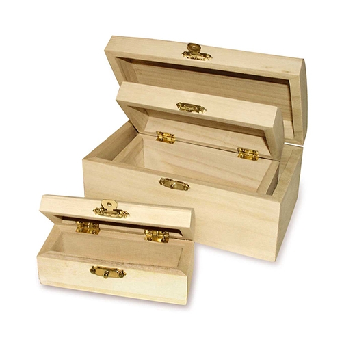 [TPC05959] BAULETTI LEGNO CON CHIUSURA - SET 3 PZ.