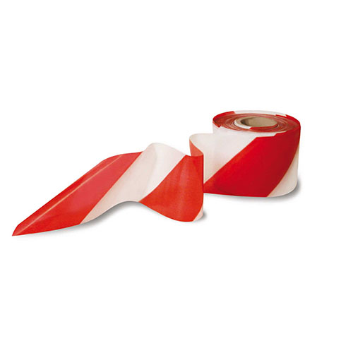 [TPC06099] ROTOLO NASTRO PLASTICA BIANCO/ROSSO MT.200 (min.ord.5 o multipli)