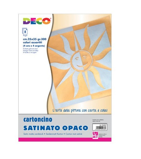 [TPC06308] CARTONCINI SATINATI ORO/ARG. CM.25X35 - CONF. 8 PZ. (min.ord.5 o multipli)