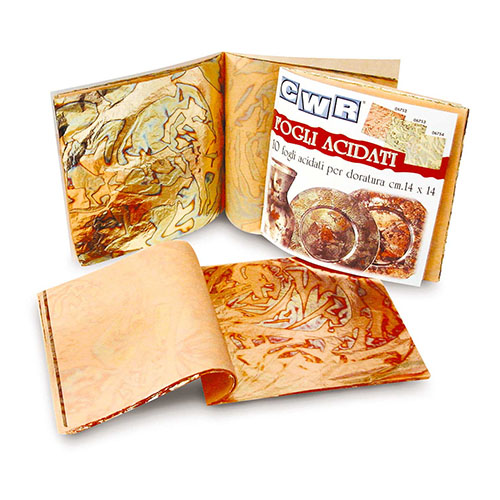 [TPC06752] FOGLI ACIDATI CM.14X14 - CONF.10 FG.- SIMIL ORO