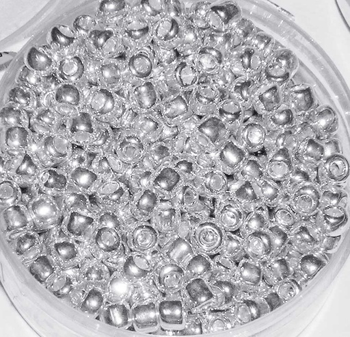[TPC06854] PERLE VETRO 6/0 - SCATOLINA GR. 30 - ARGENTO (min.ord.6 o multipli)