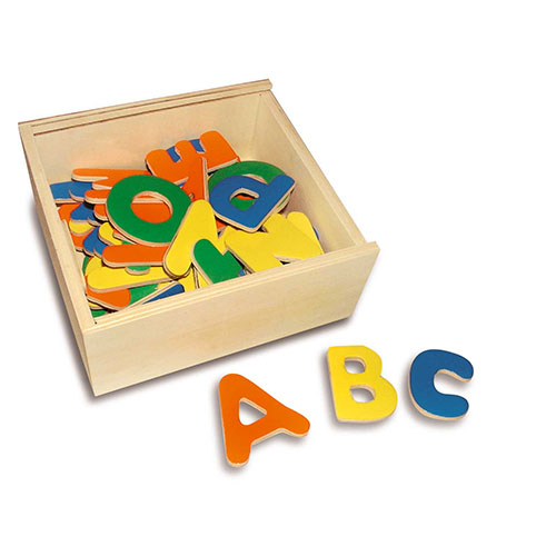 [TPC06955] LETTERE MAGNETICHE - SCAT. LEGNO  52 PZ. CM.15X14X6