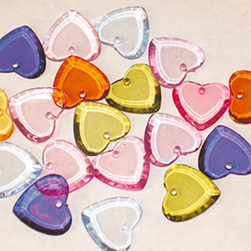 [TPC07076] PERLE - PLASTICA "CUORE" 20 PZ. - COL. ASS.