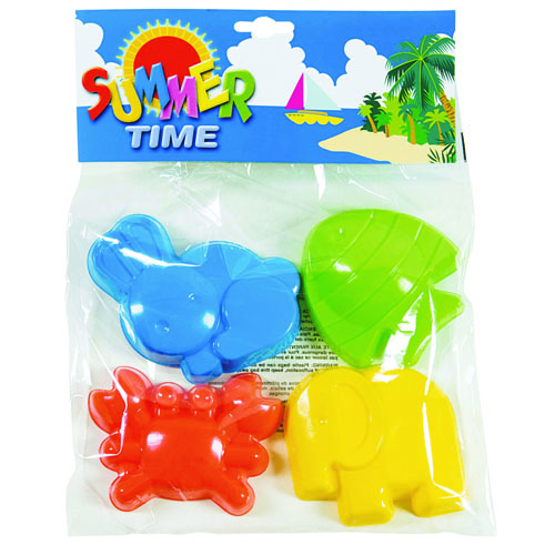 [TPC07361] FORMINE PER SABBIA - ANIMALI IN PLASTICA - SET 4 PZ.